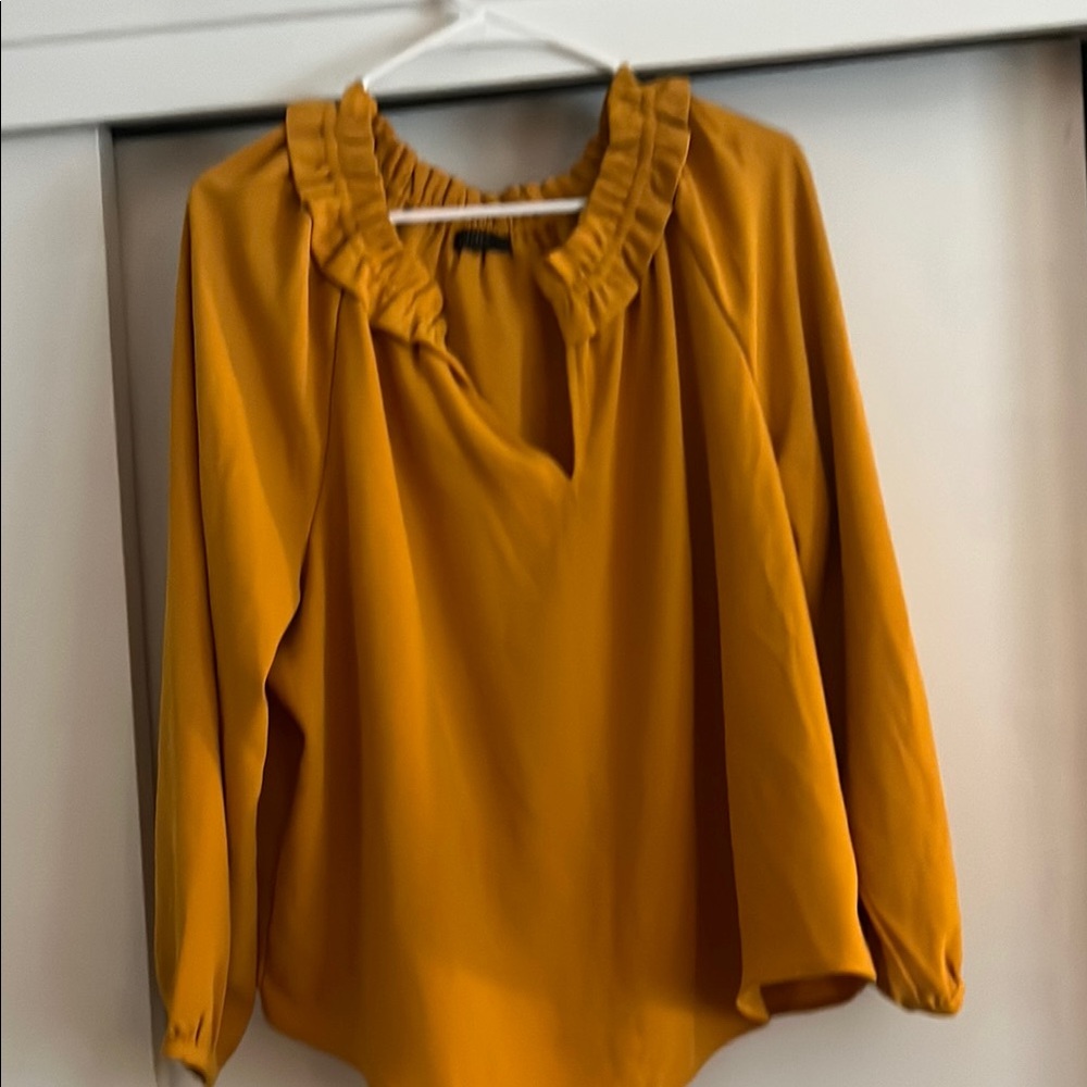J. Crew Yellow Ruffled Blouse Long Sleeve Top